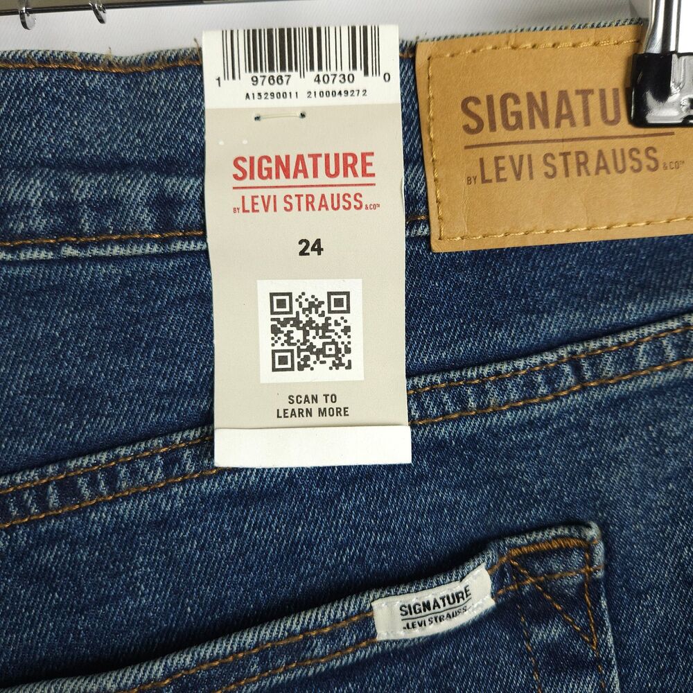 NWT‎ Levi Strauss Heritage High Rise Frayed Jean Shorts Women 26 Blue Stretch - Picture 4 of 8